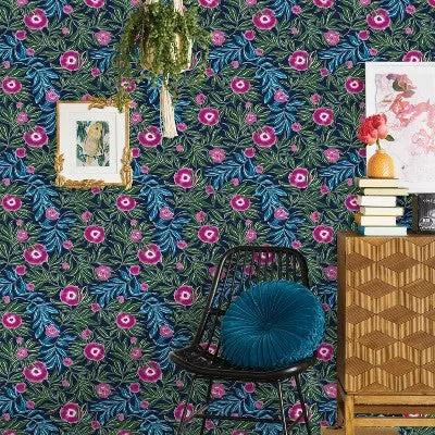 Marker Floral Peel & Stick Wallpaper Blue - Opalhouse