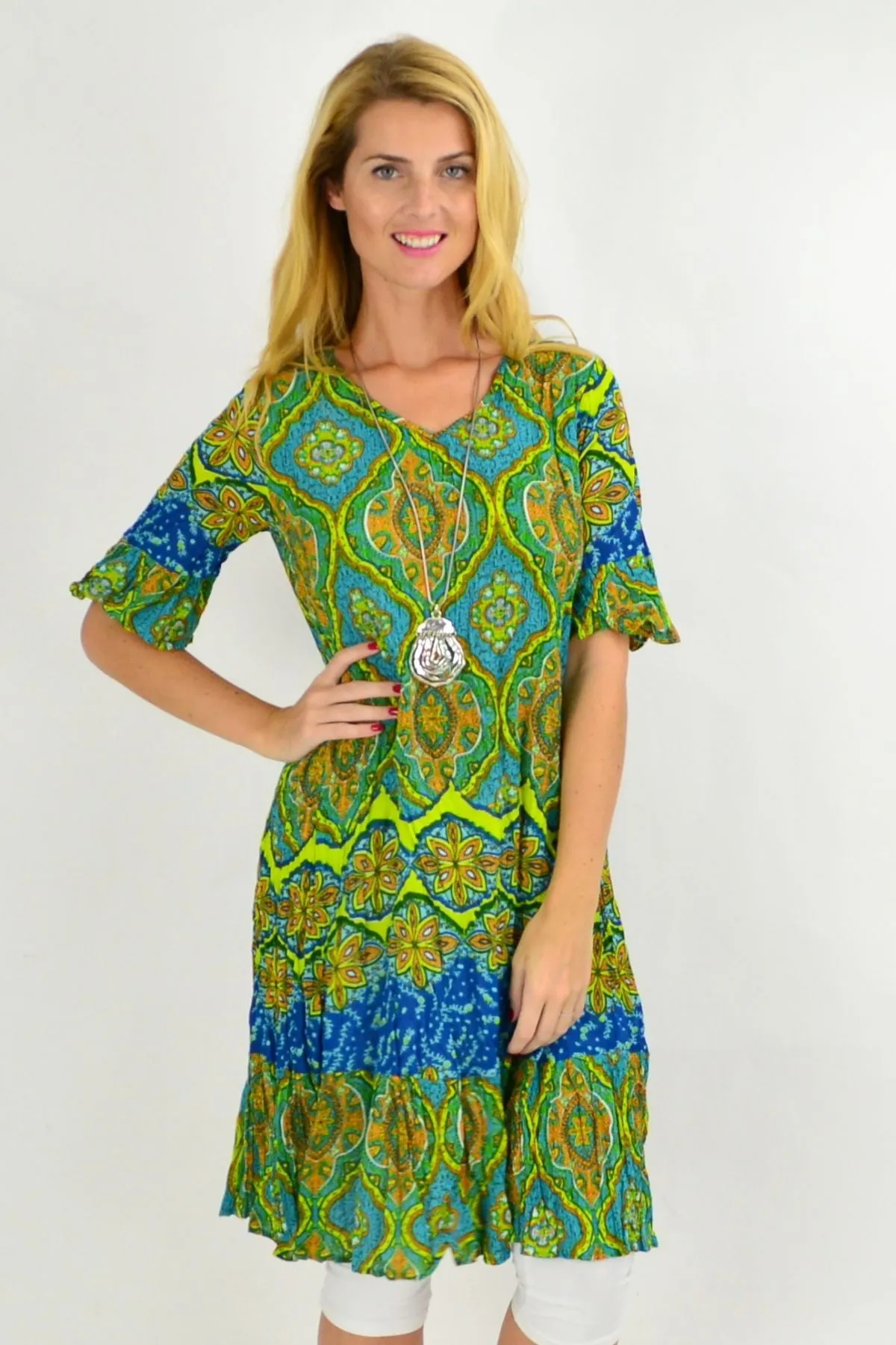 Mayan Green Tunic Dress