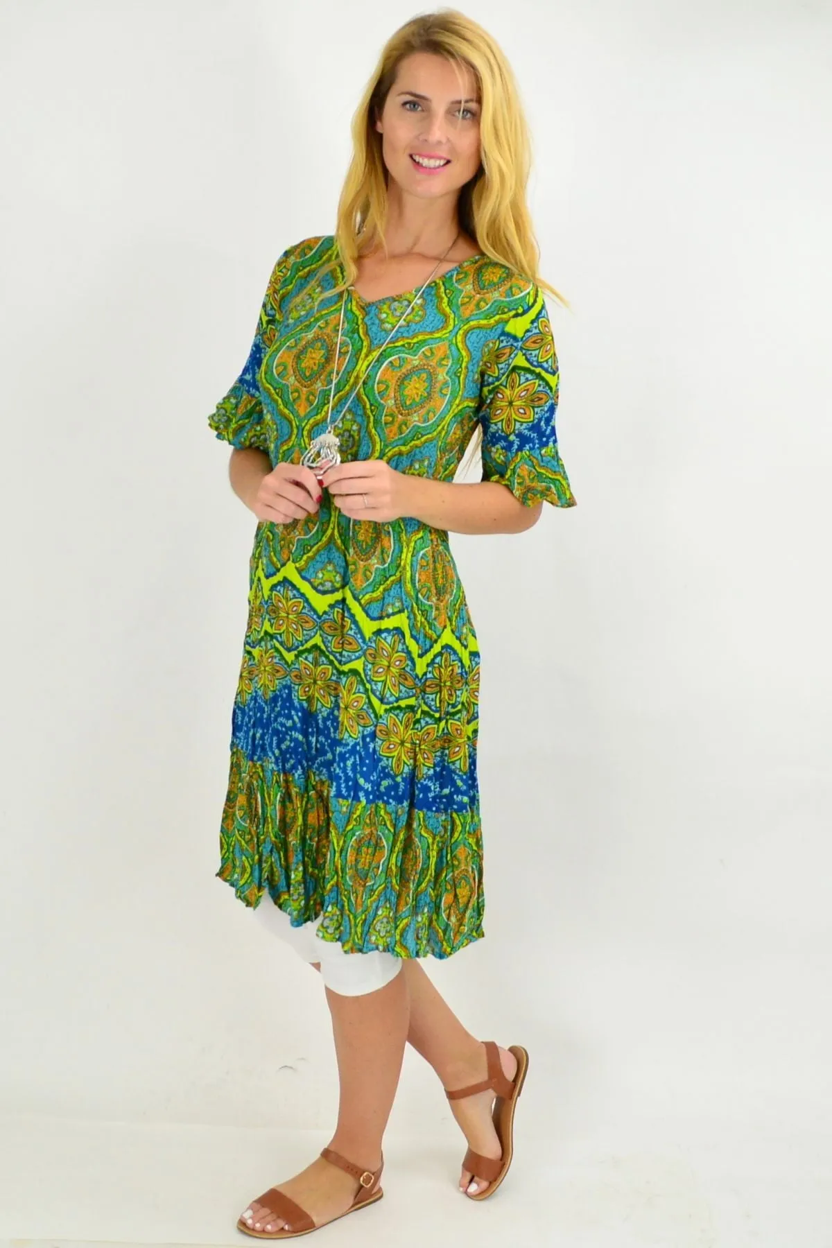 Mayan Green Tunic Dress