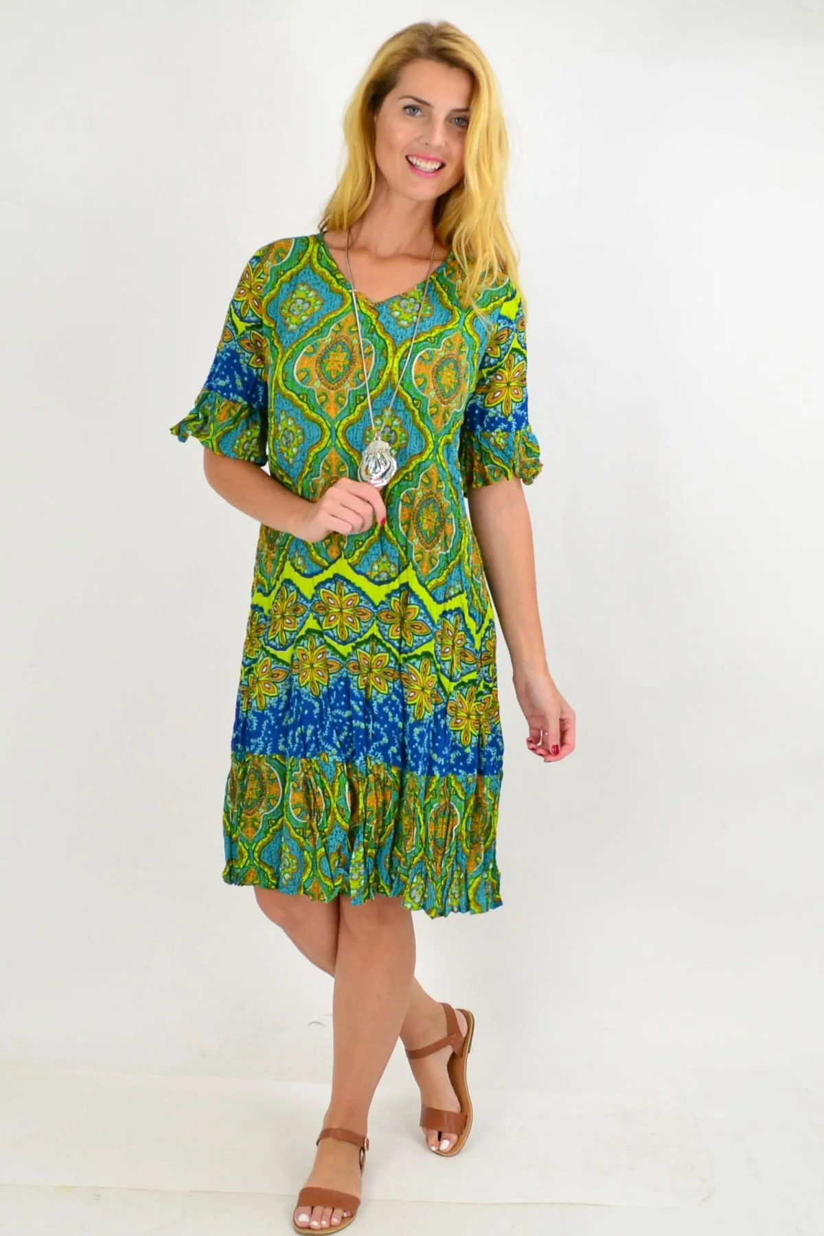 Mayan Green Tunic Dress