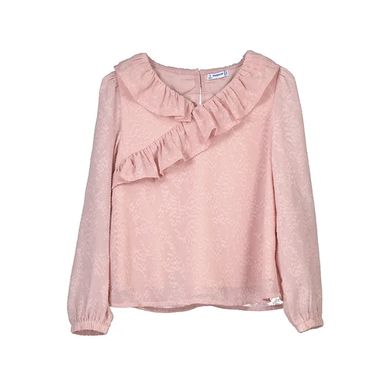 Mayoral Blush Ruffle Blouse 7175 5008