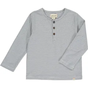 Me & Henry Adams Henley LS Top - Grey & White Stripe