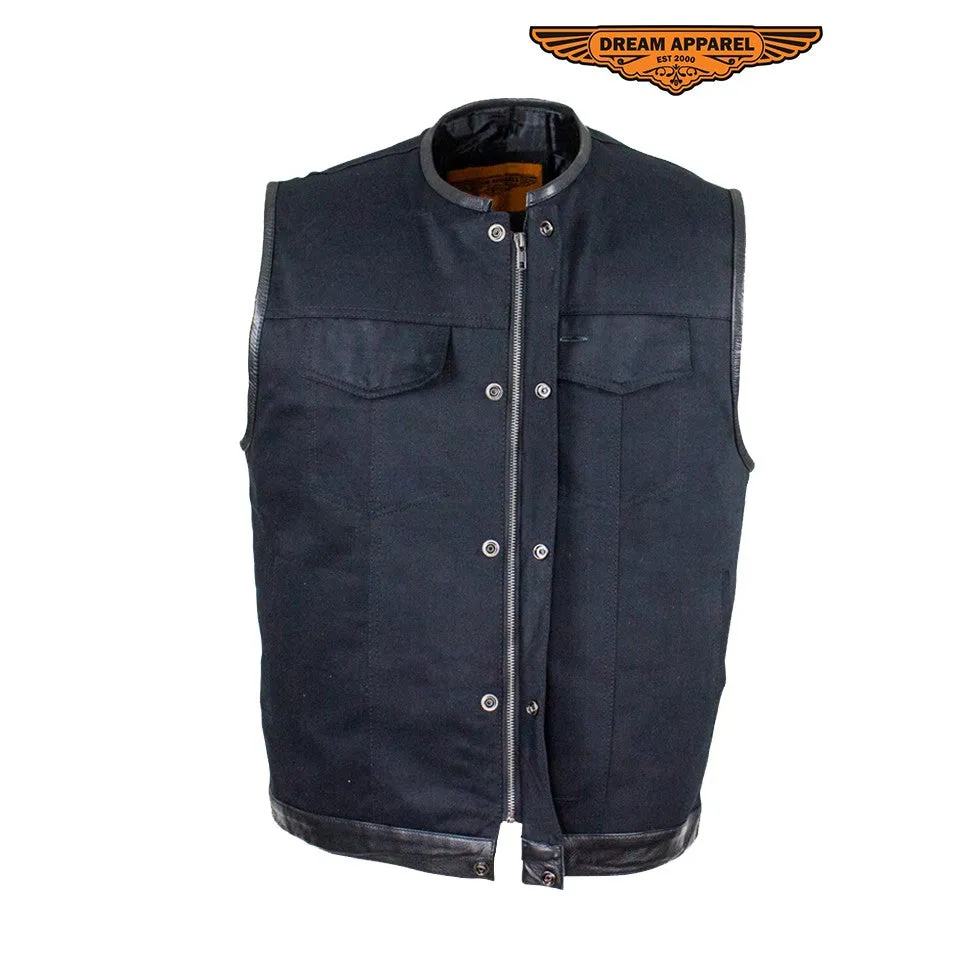 Men's Black Denim Gun Pocket Club Vest