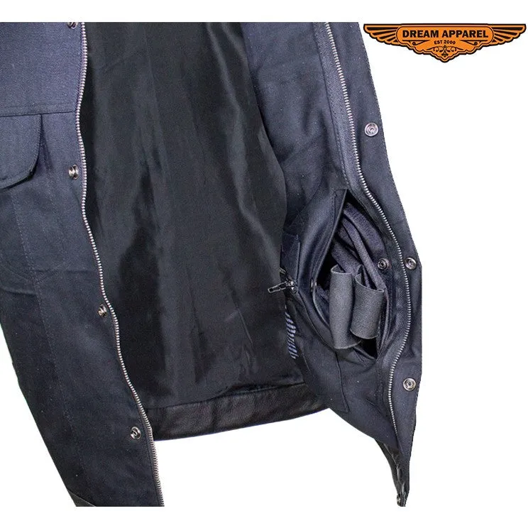 Men's Black Denim Gun Pocket Club Vest