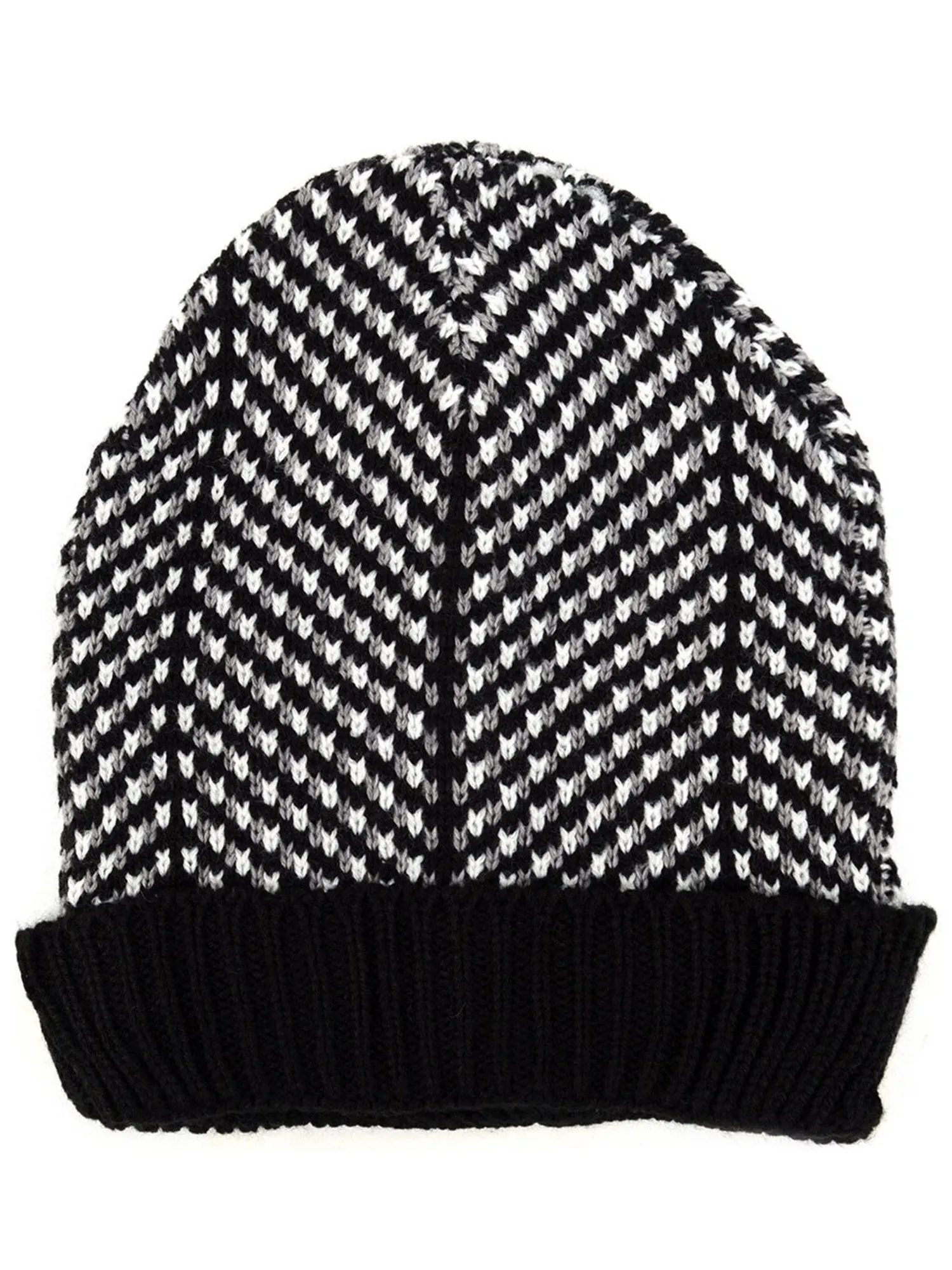 Men's Black, Grey & White Acrylic Knit Scarf and Hat Set