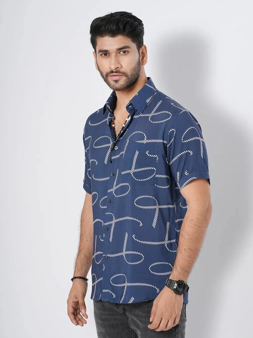 Men's Relax Line Navy Short Sleeve Shirt