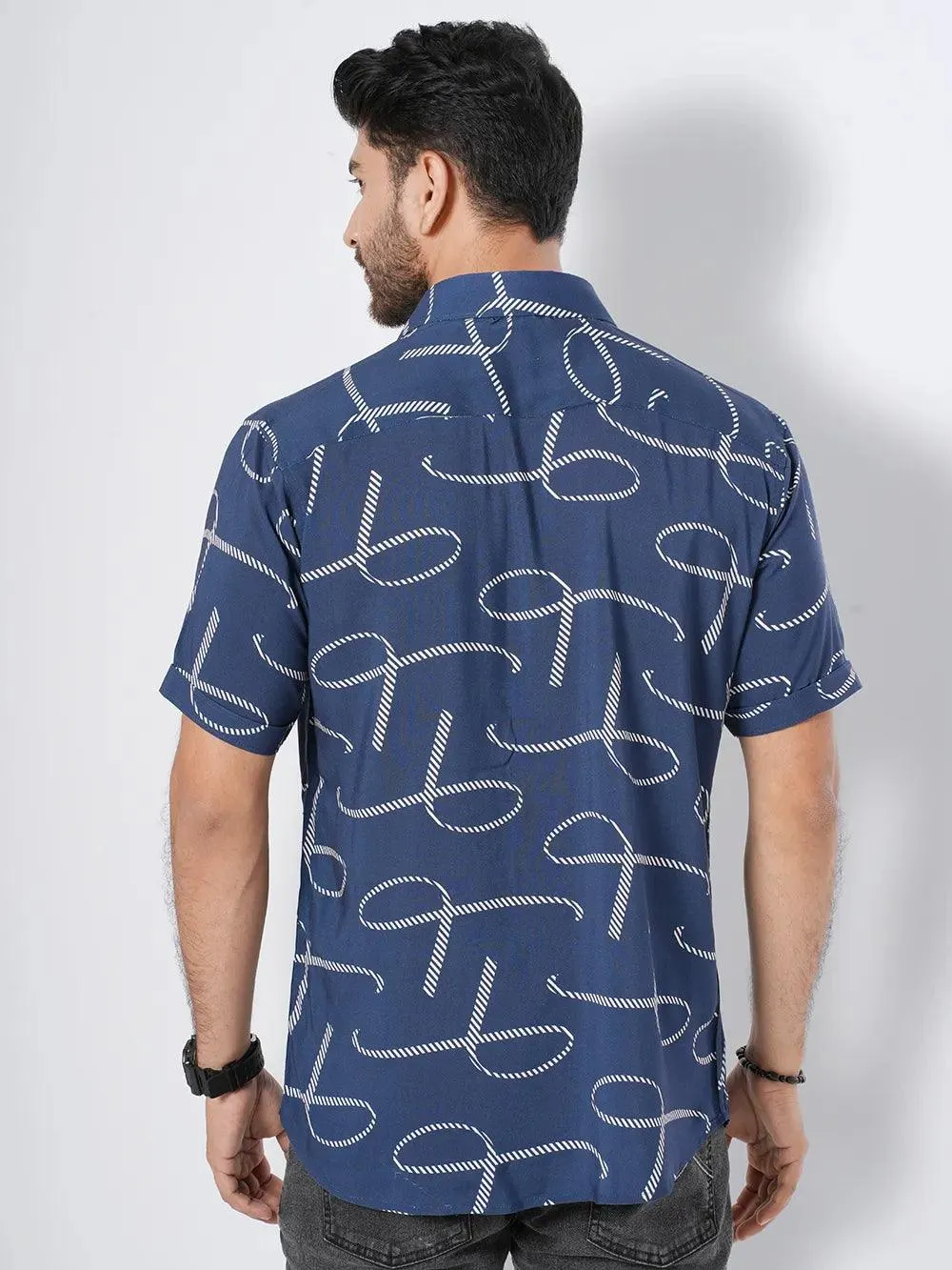 Men's Relax Line Navy Short Sleeve Shirt