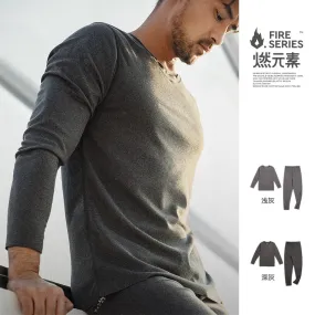 Men's Seamless Thermal Underwear Set - Elastic Slim Inner Wear - O-Neck Long Sleeve