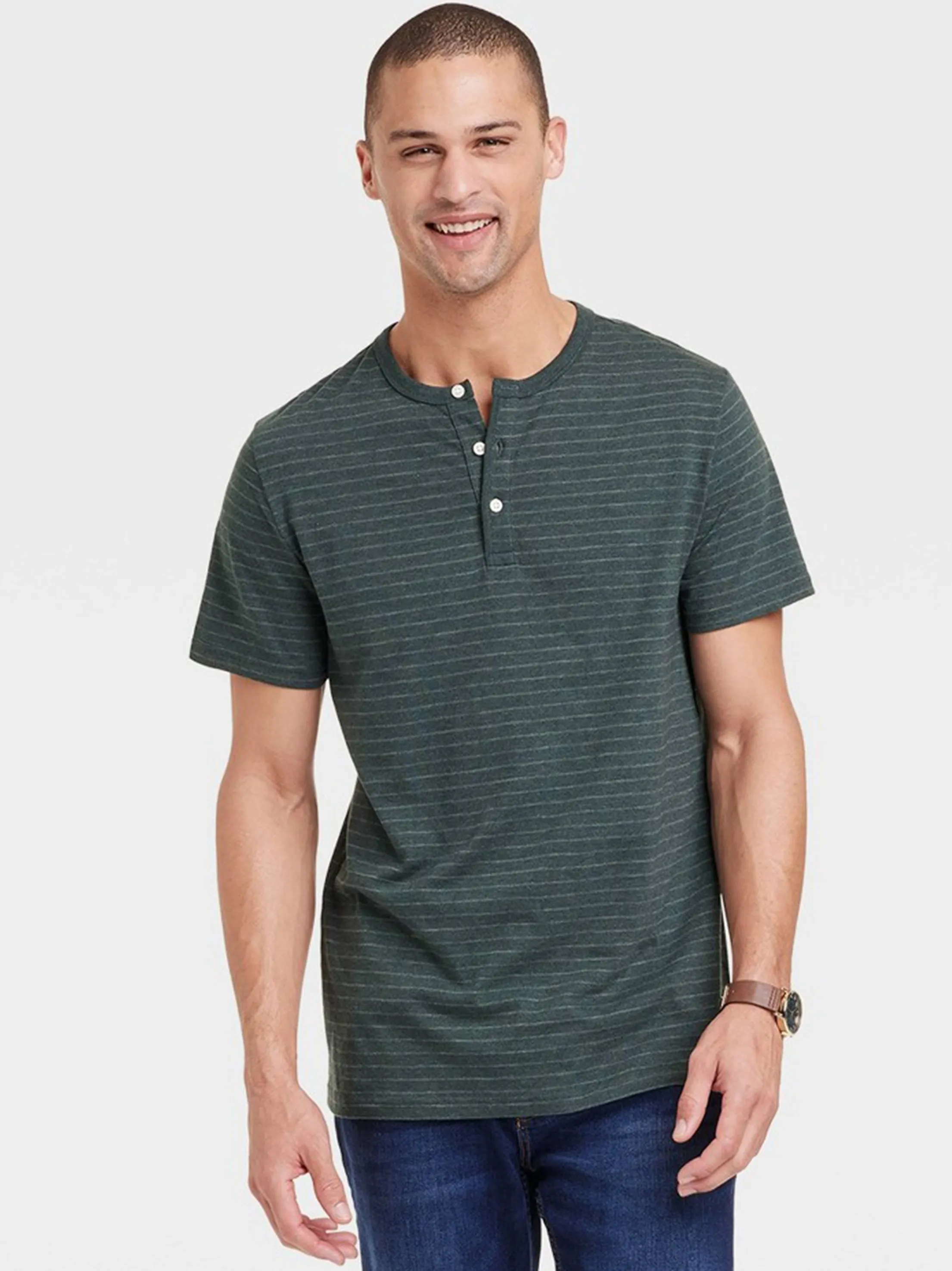 Men's Striped Shirt,Green