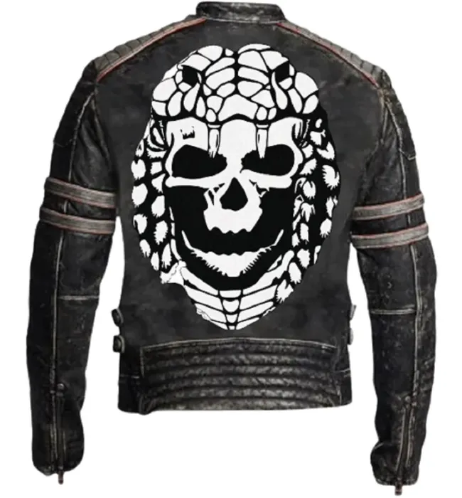 Mens Vintage Biker Cafe Racer Distressed Leather Jacket