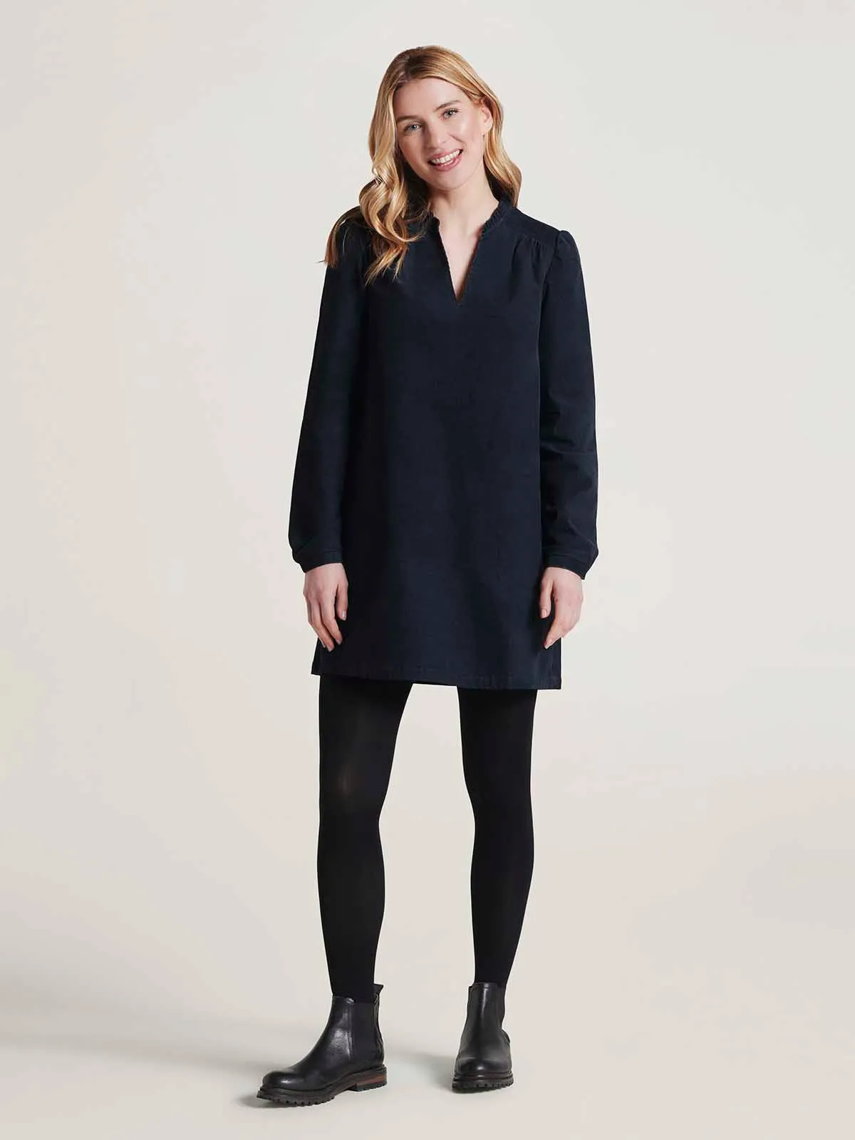 Milou Organic Cotton Corduroy Dress - Navy