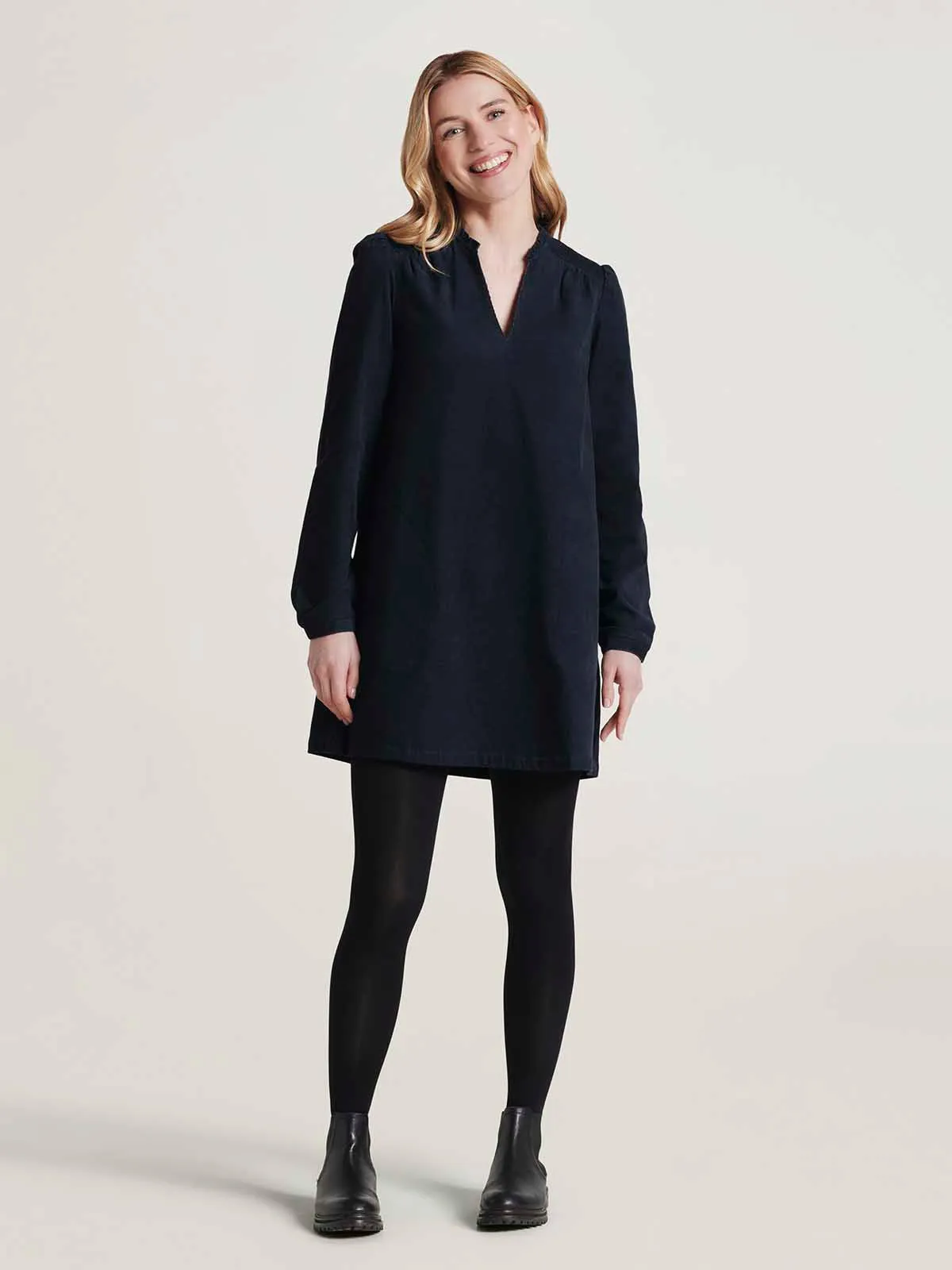 Milou Organic Cotton Corduroy Dress - Navy