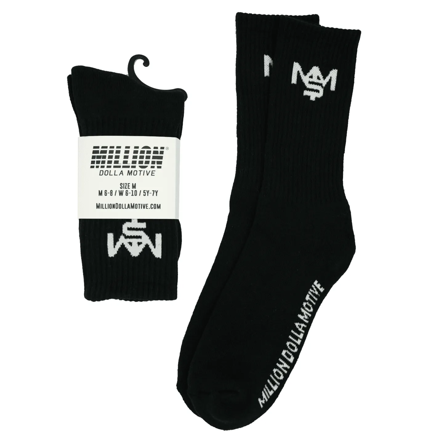 M$M - Black Crew Socks (2 Pairs)