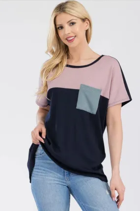 Navy/Mauve Colorblock Top - #5001-5007