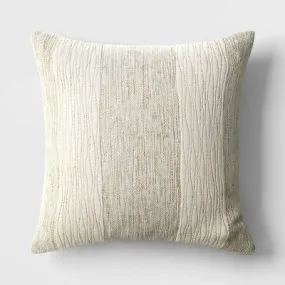 New - Oversized Chunky Textured Cotton Blend Striped Square Throw Pillow Beige - Threshold