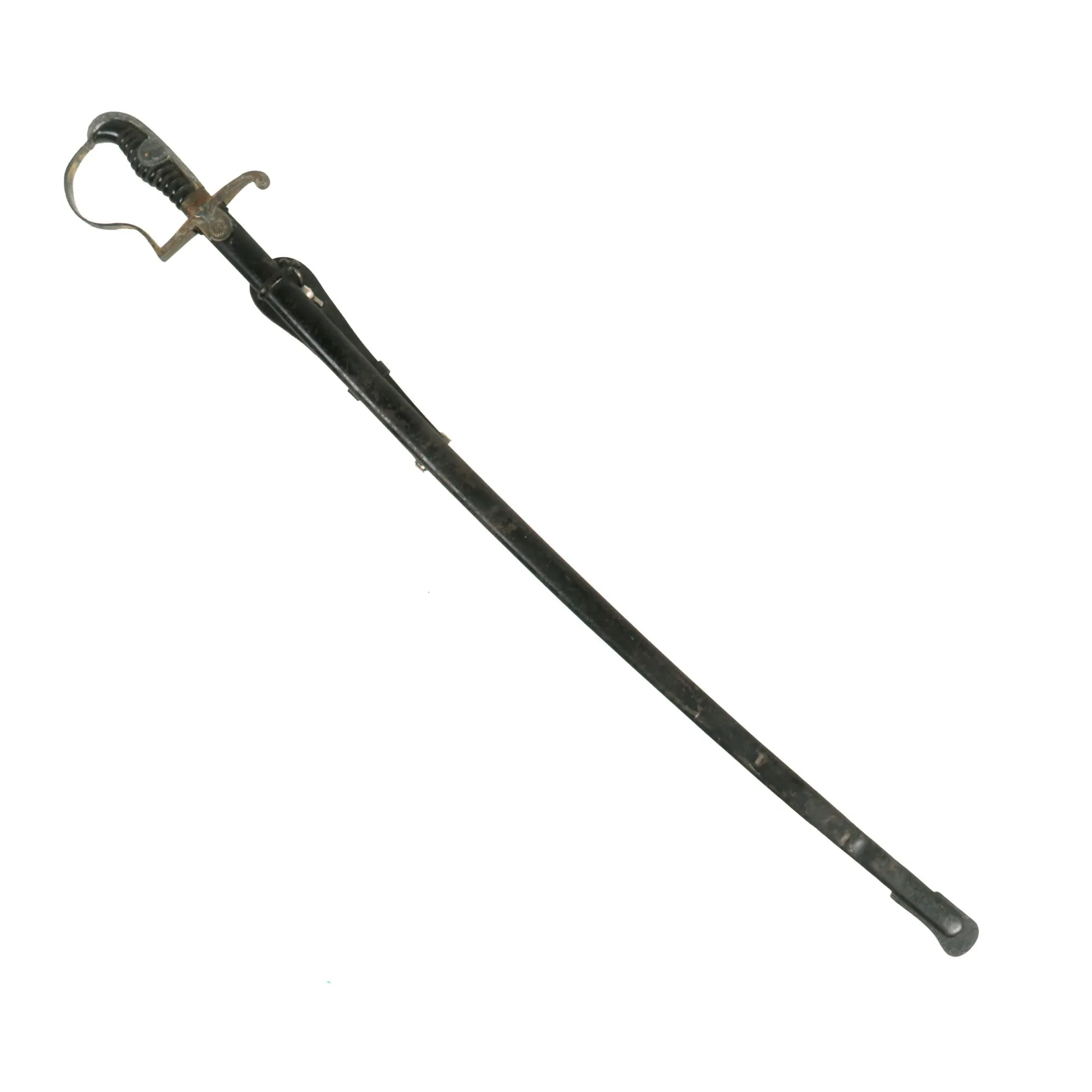 Original German WWII Army Officer Dove Head Sword by Peter Daniel Krebs with Steel Scabbard & Leather Hanger