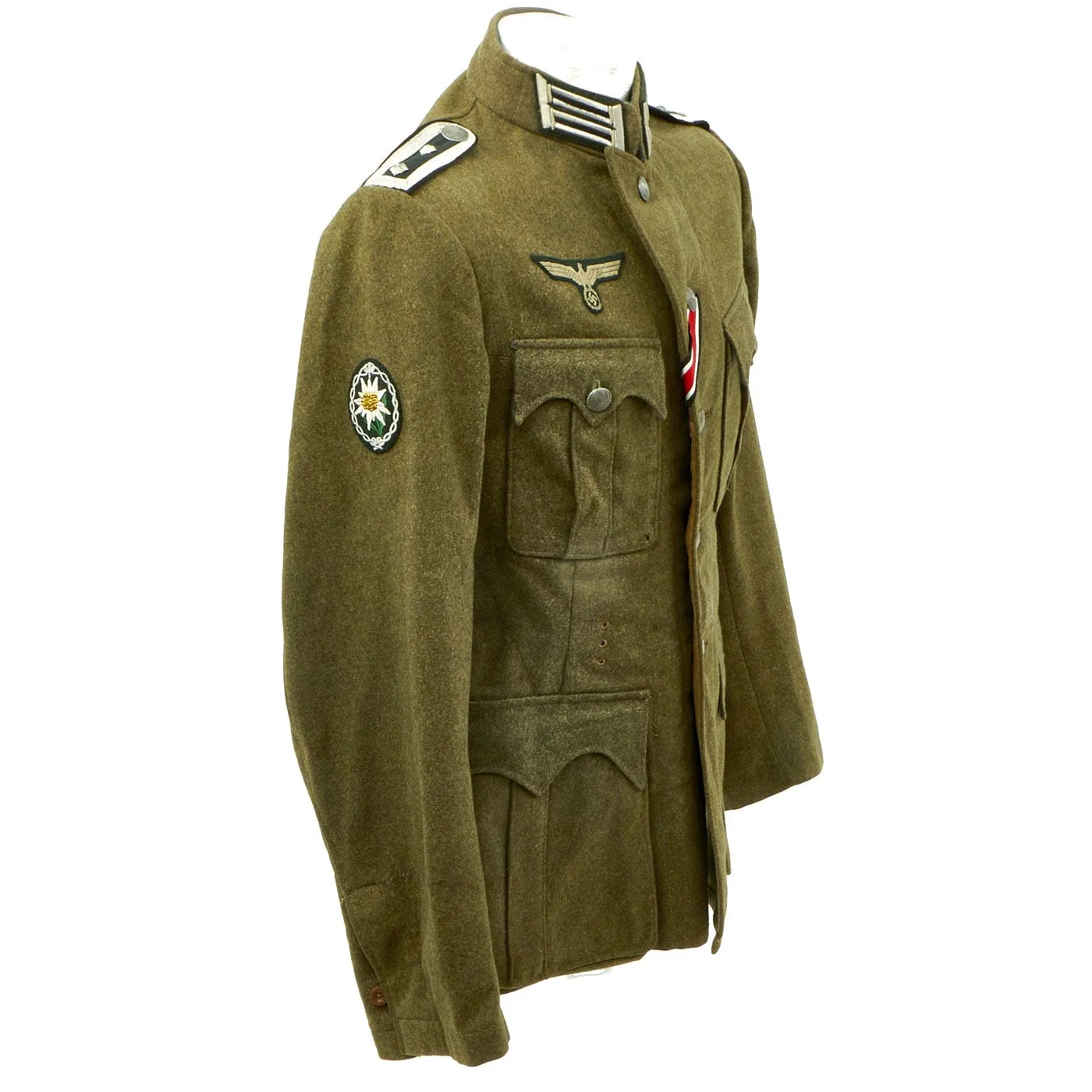 Original German WWII Gebirgsjager Engineer NCO Tunic- Period Wartime conversion from Pre-War Austrian Army Uniform