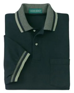 Outer Banks - Pique Knit Sport Shirt with Pocket and Jacquard Knit Trim. 5032