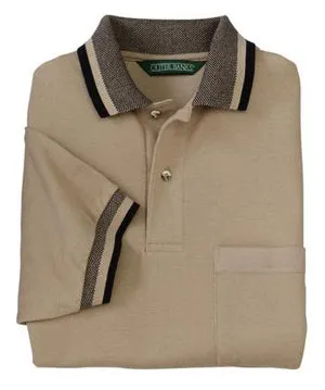 Outer Banks - Pique Knit Sport Shirt with Pocket and Jacquard Knit Trim. 5032