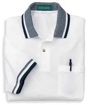 Outer Banks - Pique Knit Sport Shirt with Pocket and Jacquard Knit Trim. 5032