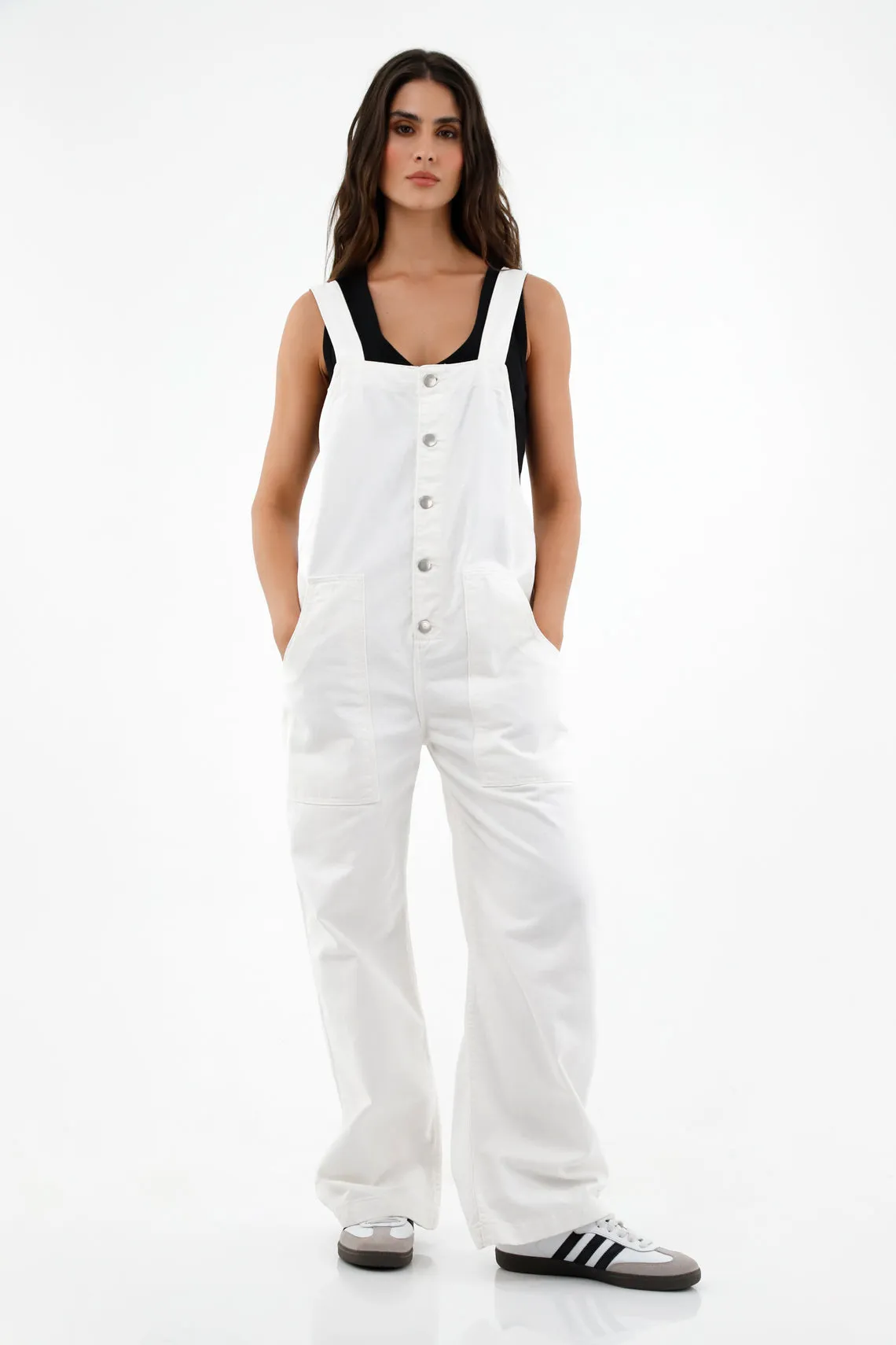 Overall crudo con botones para mujer