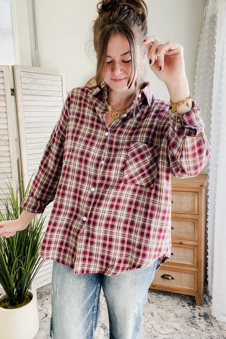 Oversized Plaid Button Up