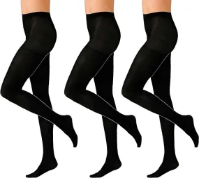 Pack of 3 Women's Black Thermal Tights 140 Denier Soft Cozy Winter Warmth Comfortable Fit Multiple Sizes Ideal for Cold Weather Fashion by Heatwave Thermalwear