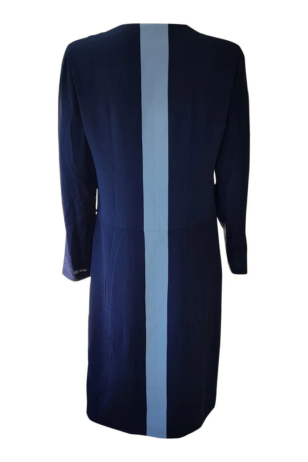 PAUL SMITH 100% Silk Blue Long Sleeved Dress with Graphic Print Detail (IT 42)