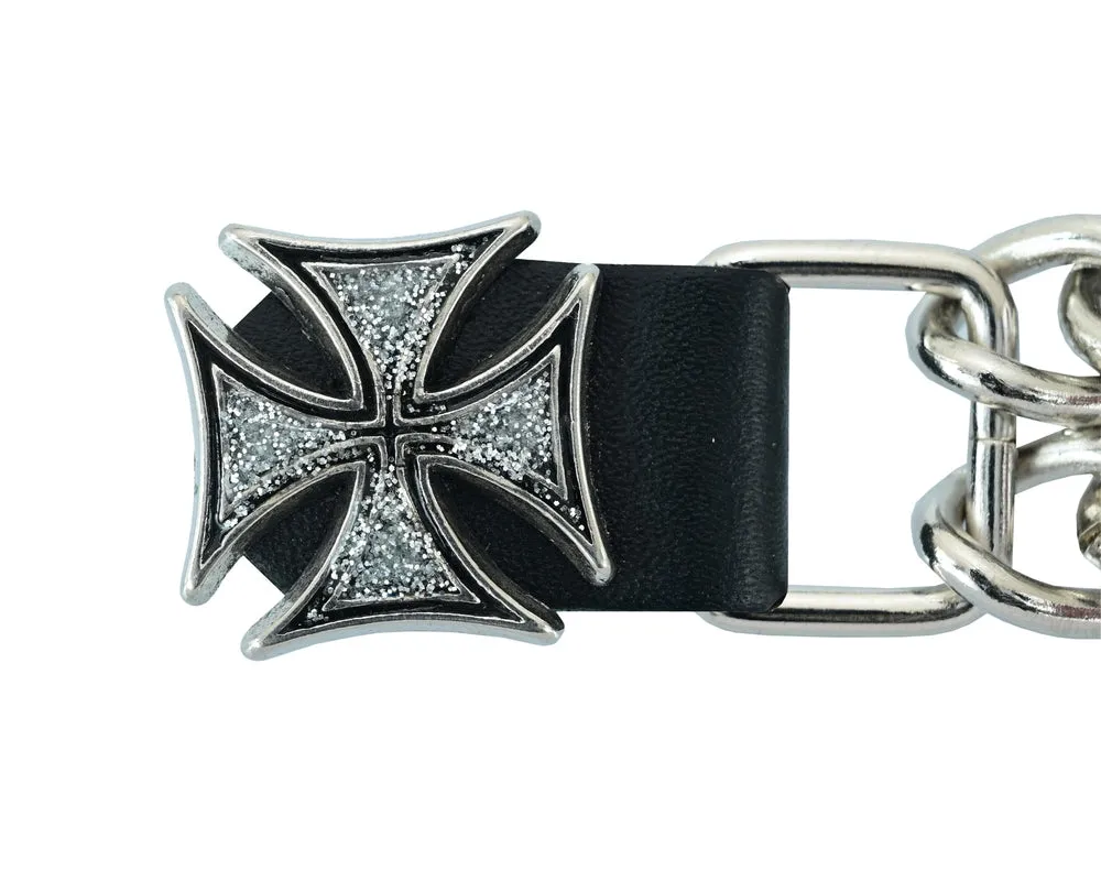 PKV142D Vest Extender - Iron Cross with Silver Glitter