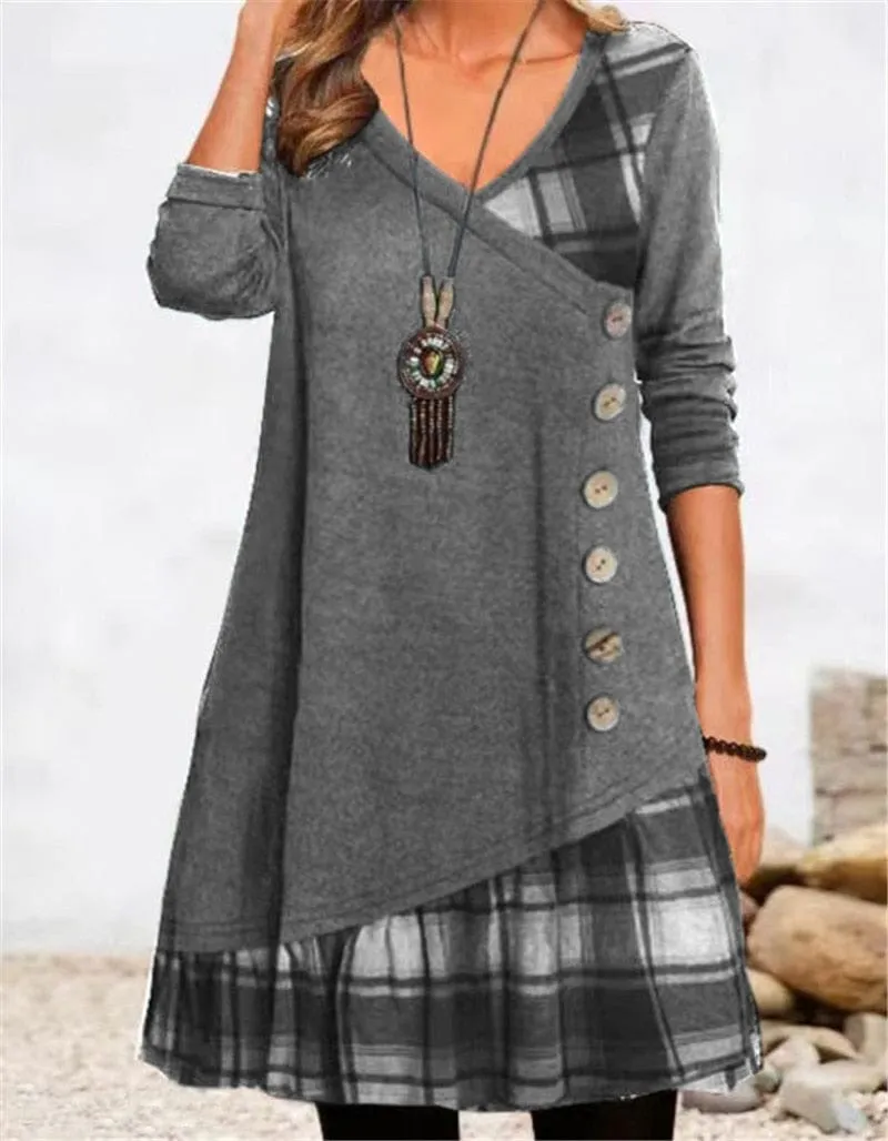 Plaid Spliced Tunic