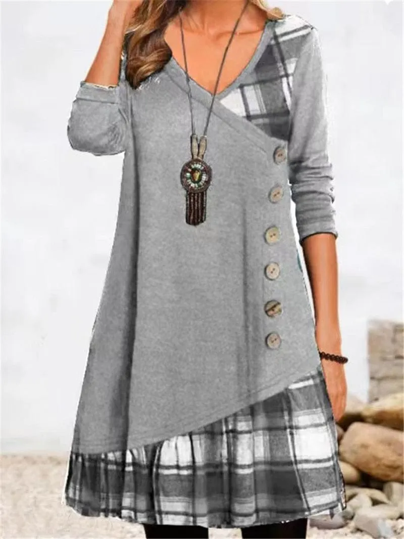 Plaid Spliced Tunic