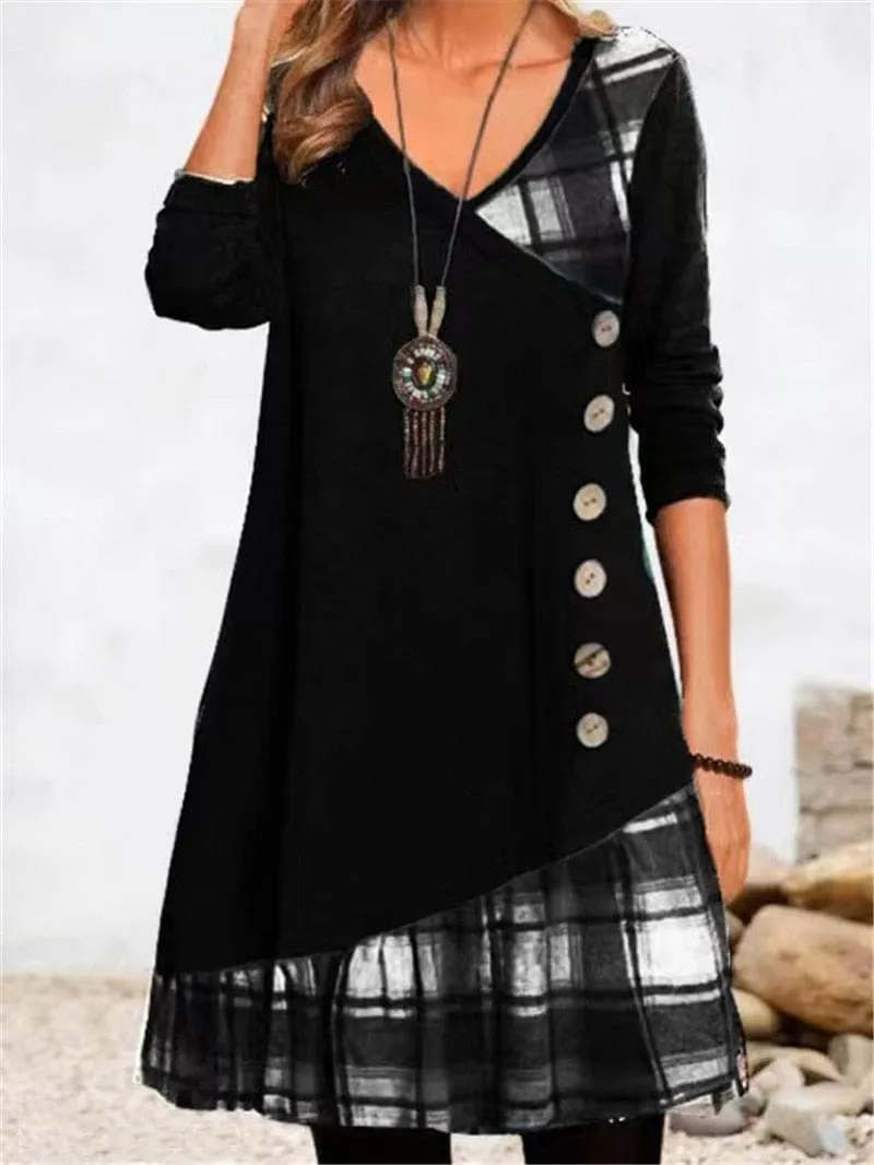 Plaid Spliced Tunic