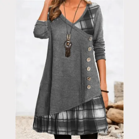 Plaid Spliced Tunic