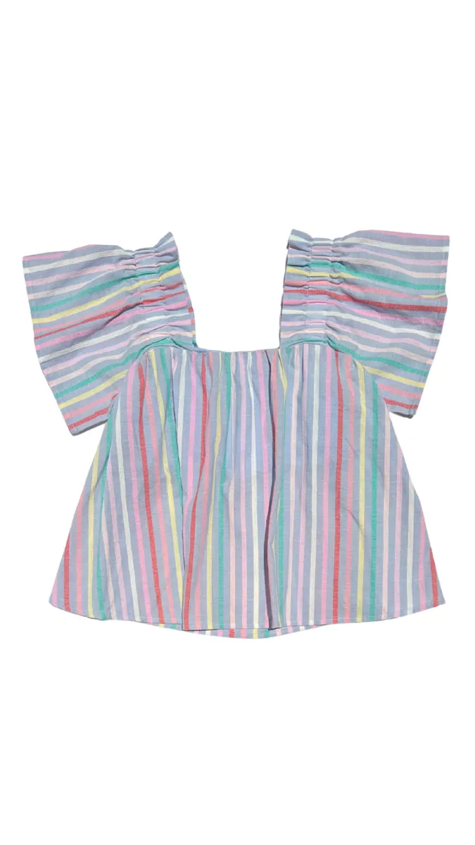 Pleat Isla Top Sorbet Stripe 5101