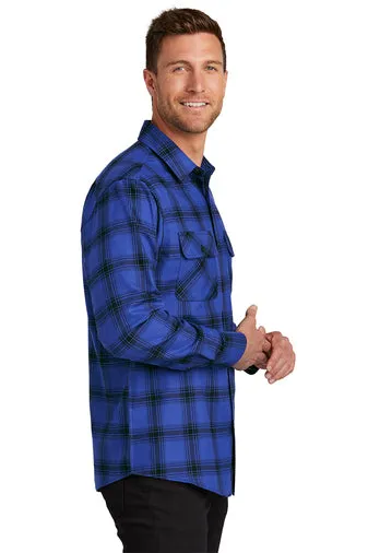 Port Authority Plaid Flannel Customized Shirts, Royal/ Black Open Plaid