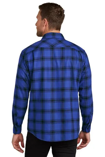 Port Authority Plaid Flannel Customized Shirts, Royal/ Black Open Plaid