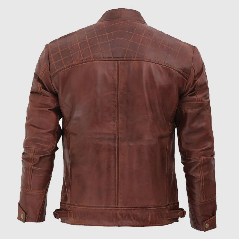 Premium Quality Brown Leather Jacket Mens - Genuine Mens Leather Jacket Distress in UK