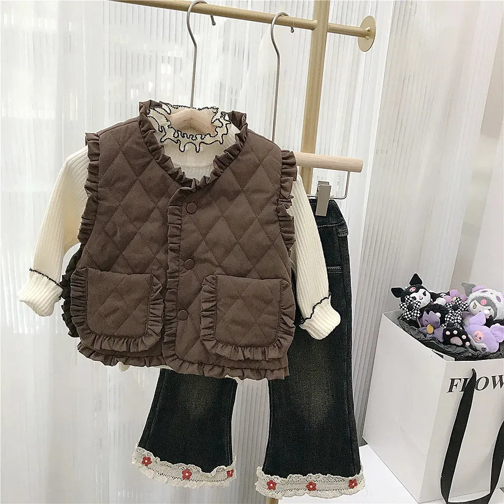 Quitled Frill Sleeveless Body Warmer