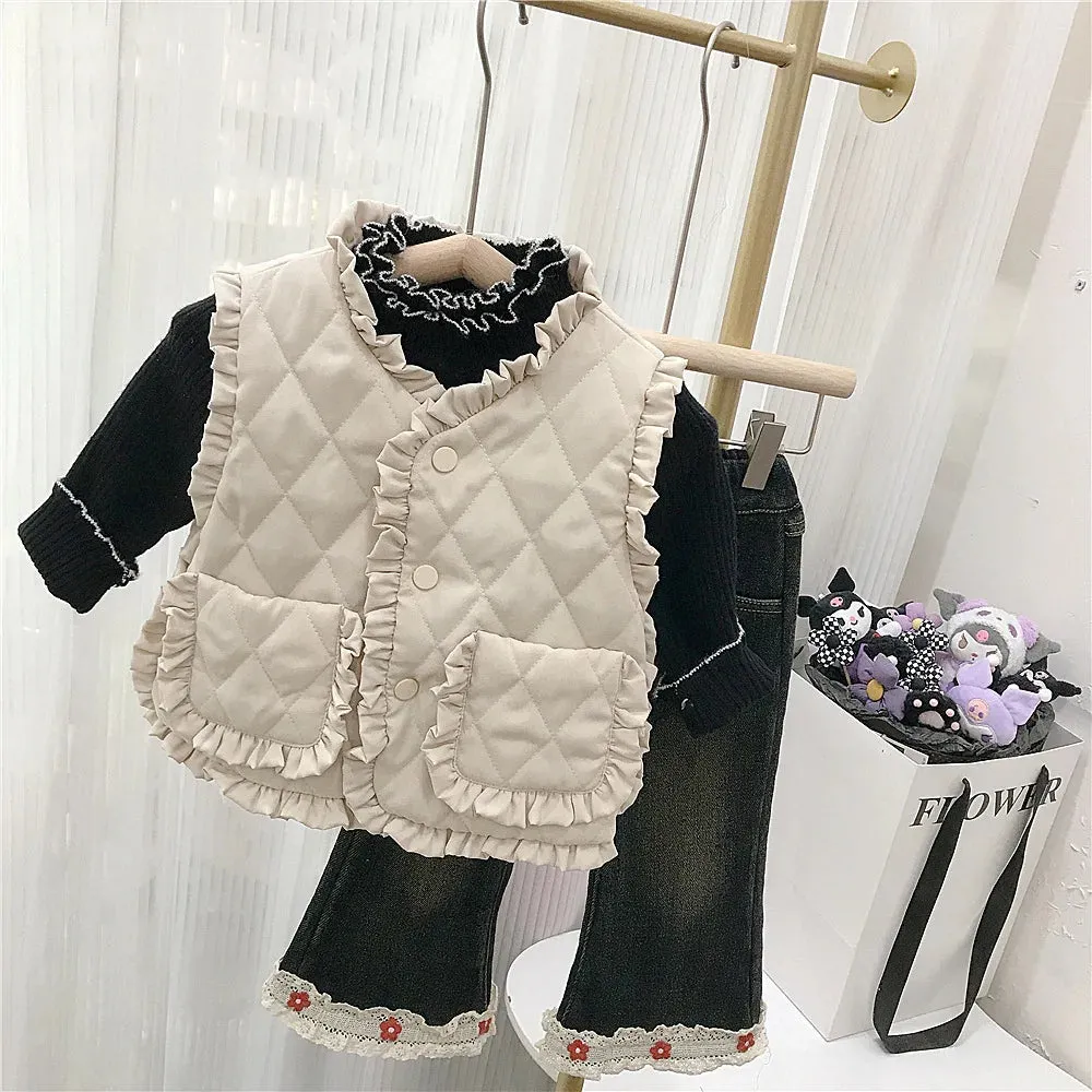 Quitled Frill Sleeveless Body Warmer