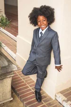 "007" Kids Charcoal Suit (5-Piece Set)