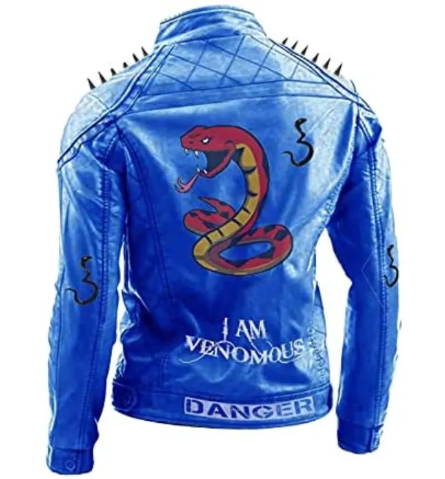 Red Punk Danger Leather jacket for Men with Snake