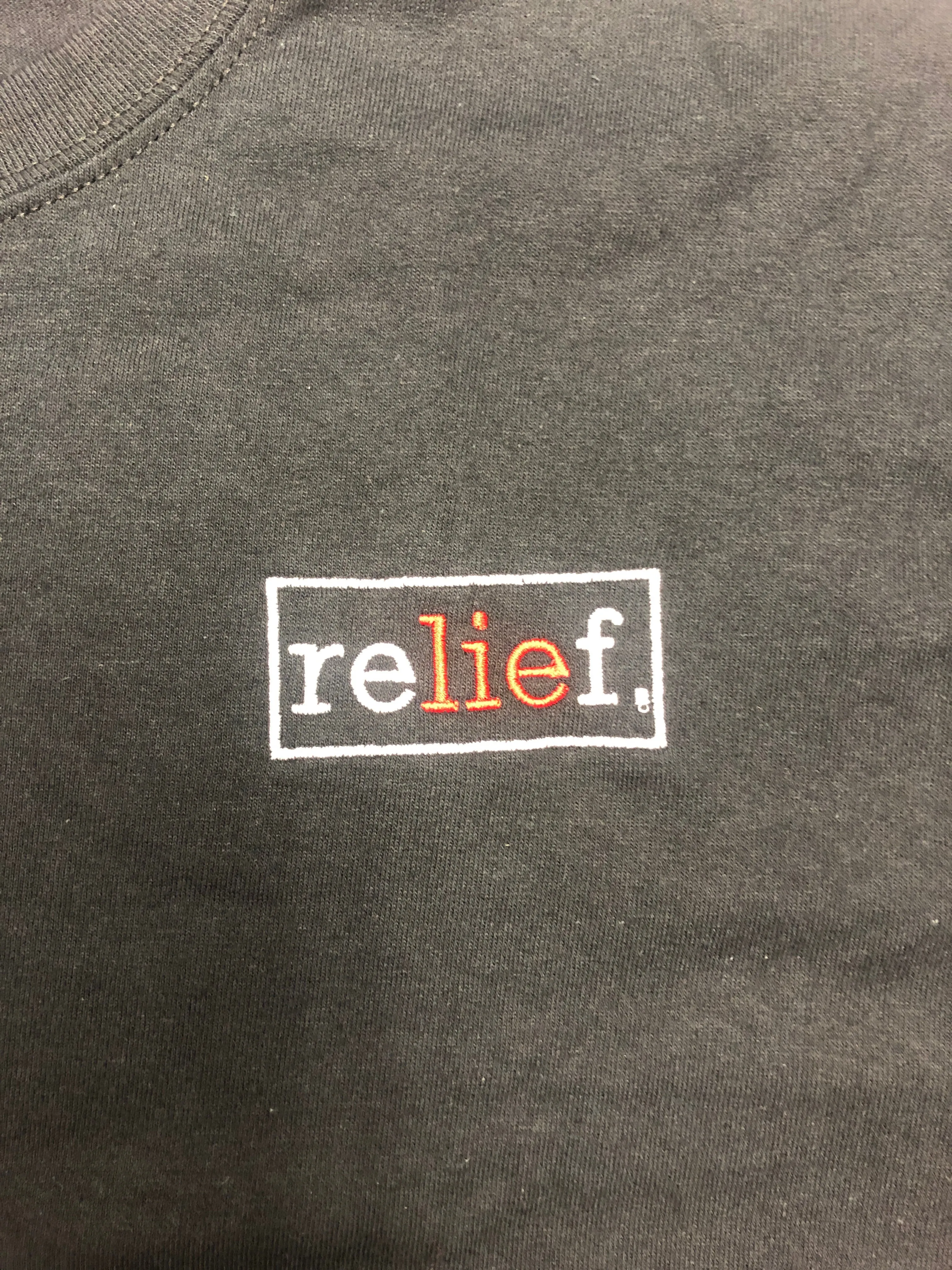 Relief Skate Supply Lie Embroidered T Shirt Black