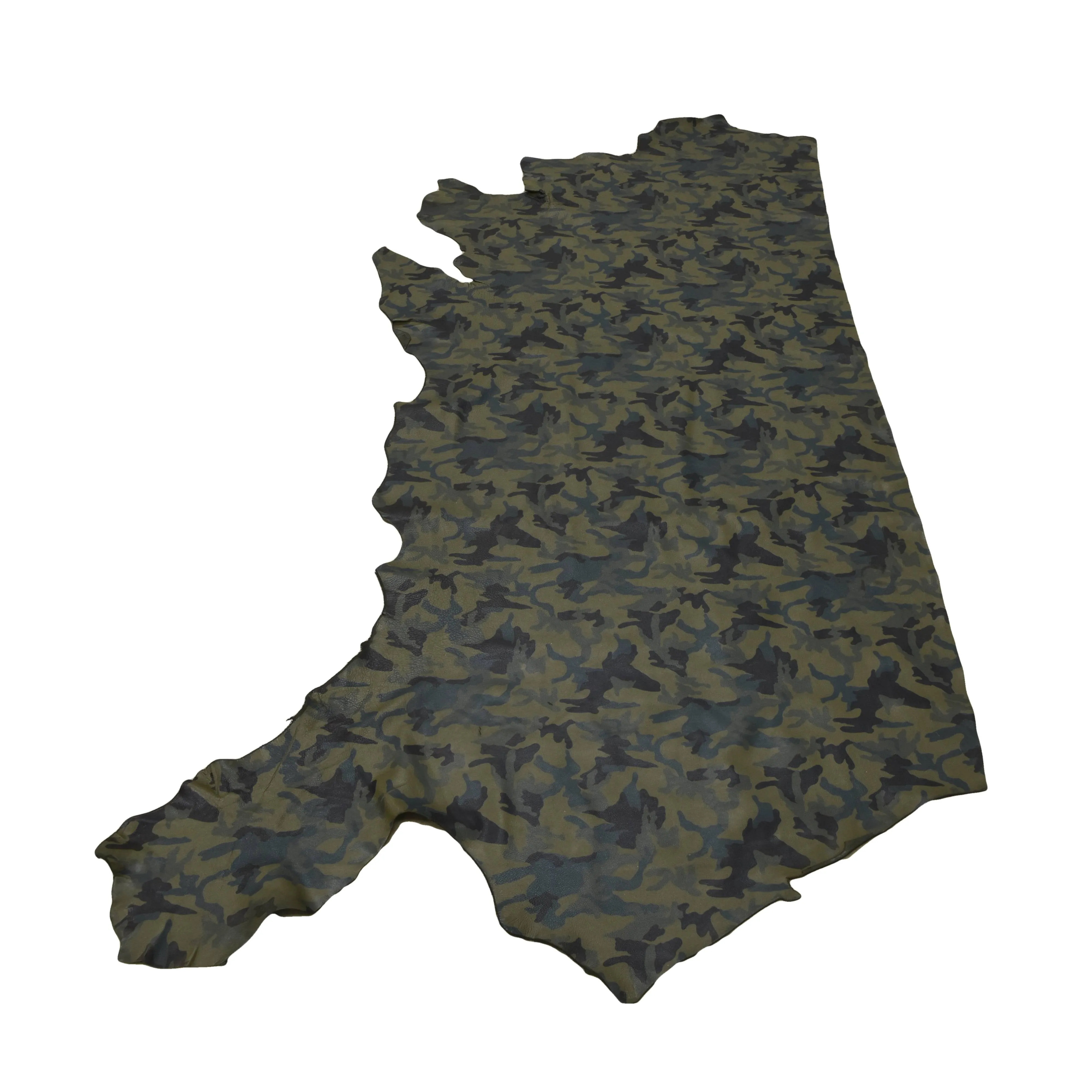 Retired Gutsy Green Camo Playful Prints and Camo 2-3 oz Leather Cow Hides