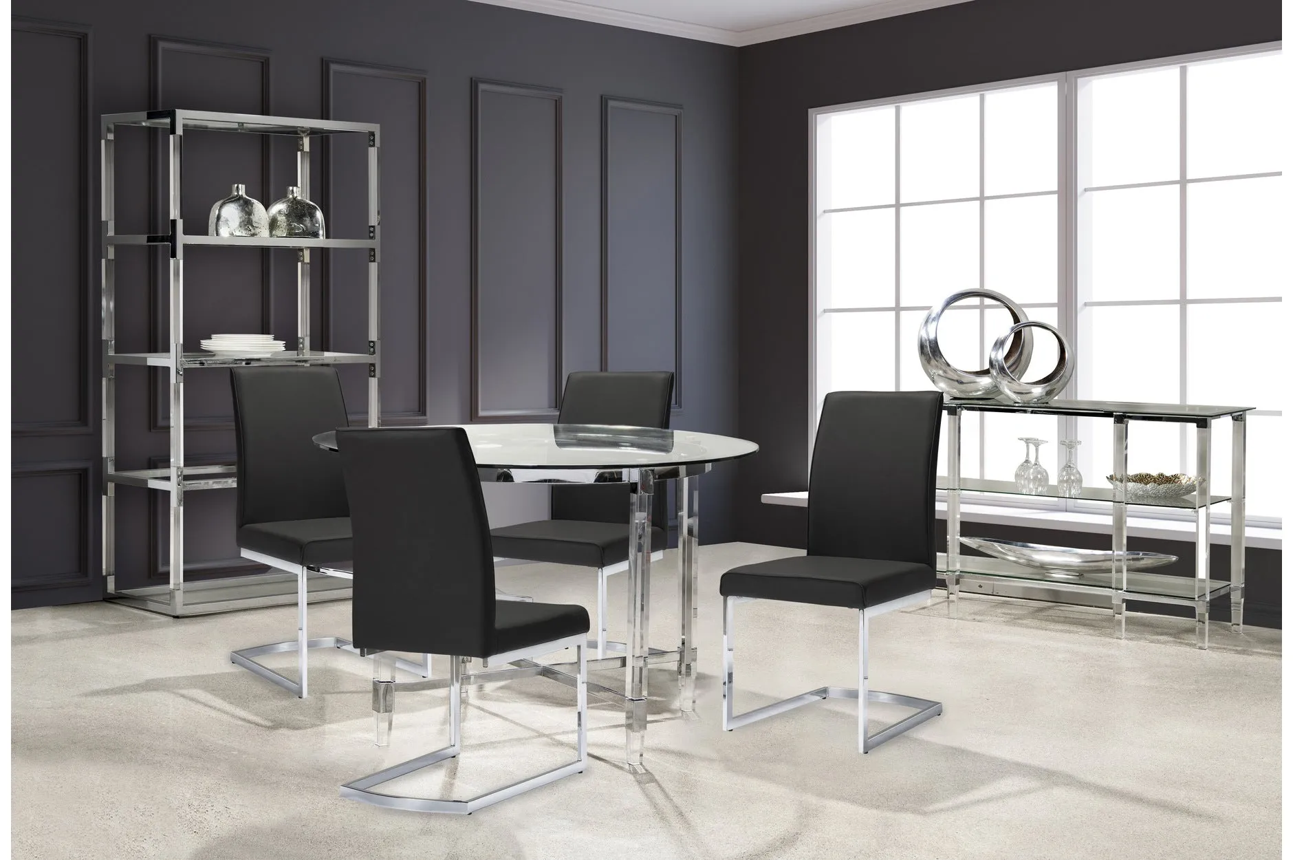 Round Dining Set with Black Side Chair