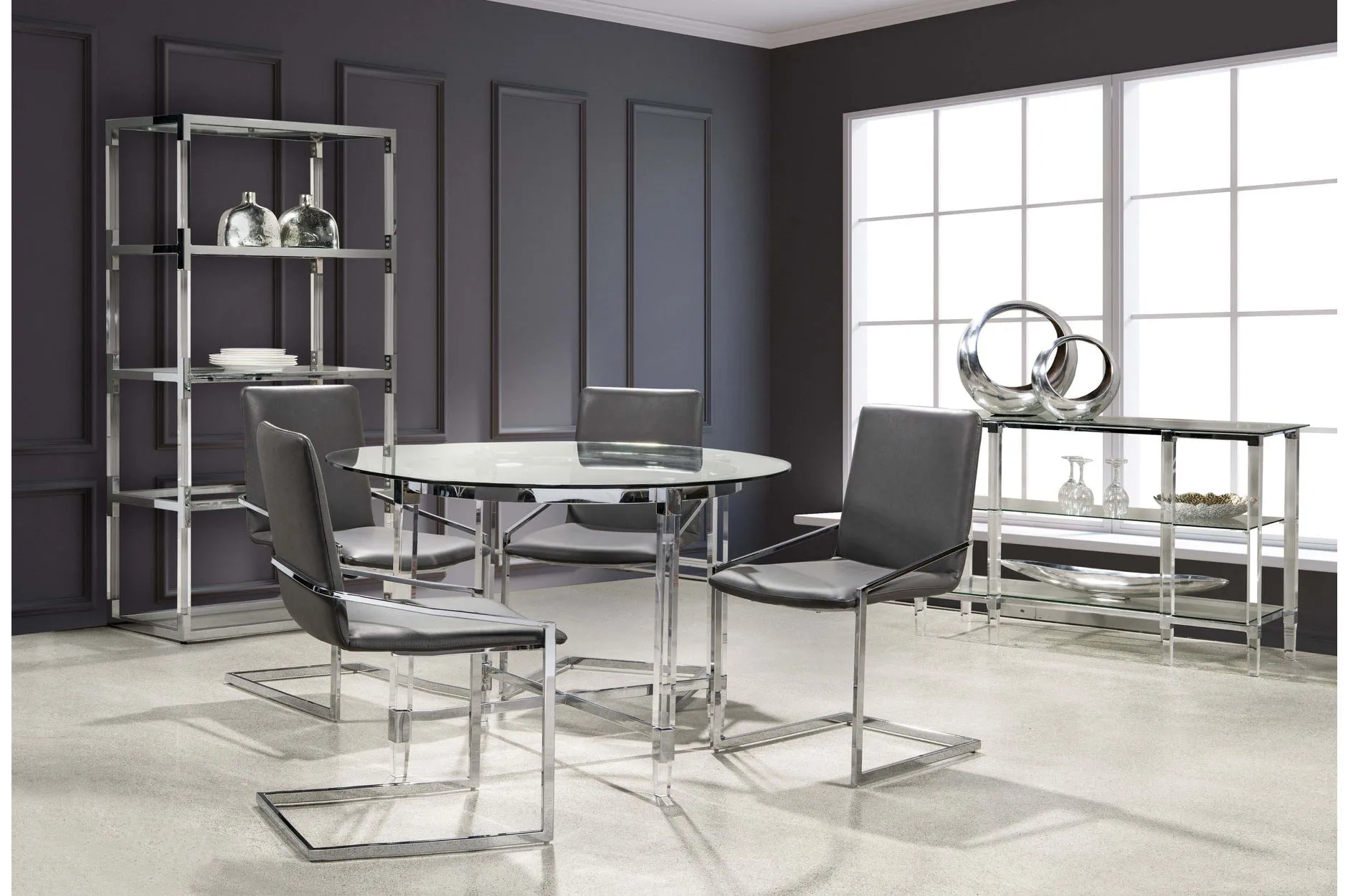 Round Dining Set with Jasmine Grey Side Chair