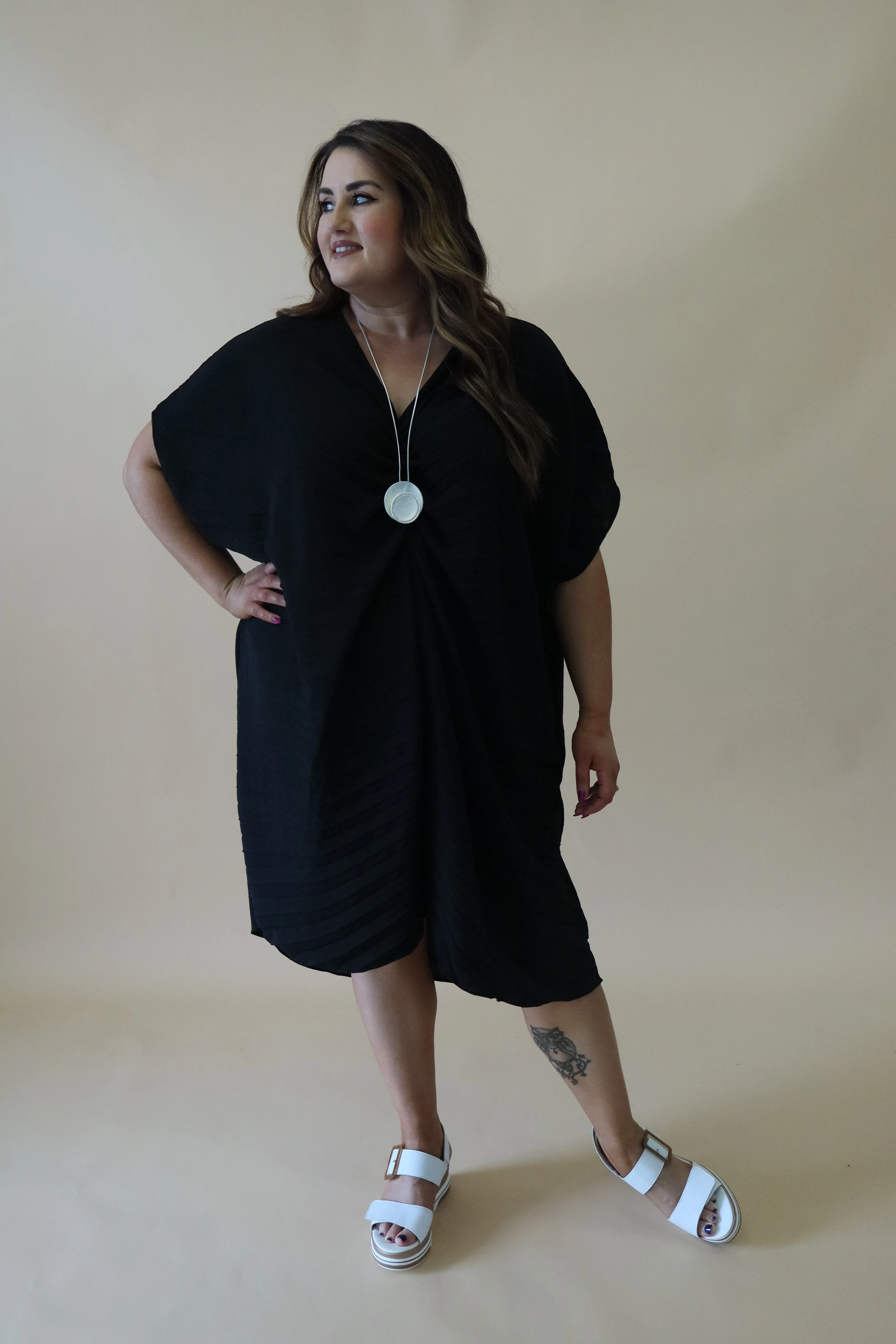 Sadhbh Pleated Oversized Tunic in Black