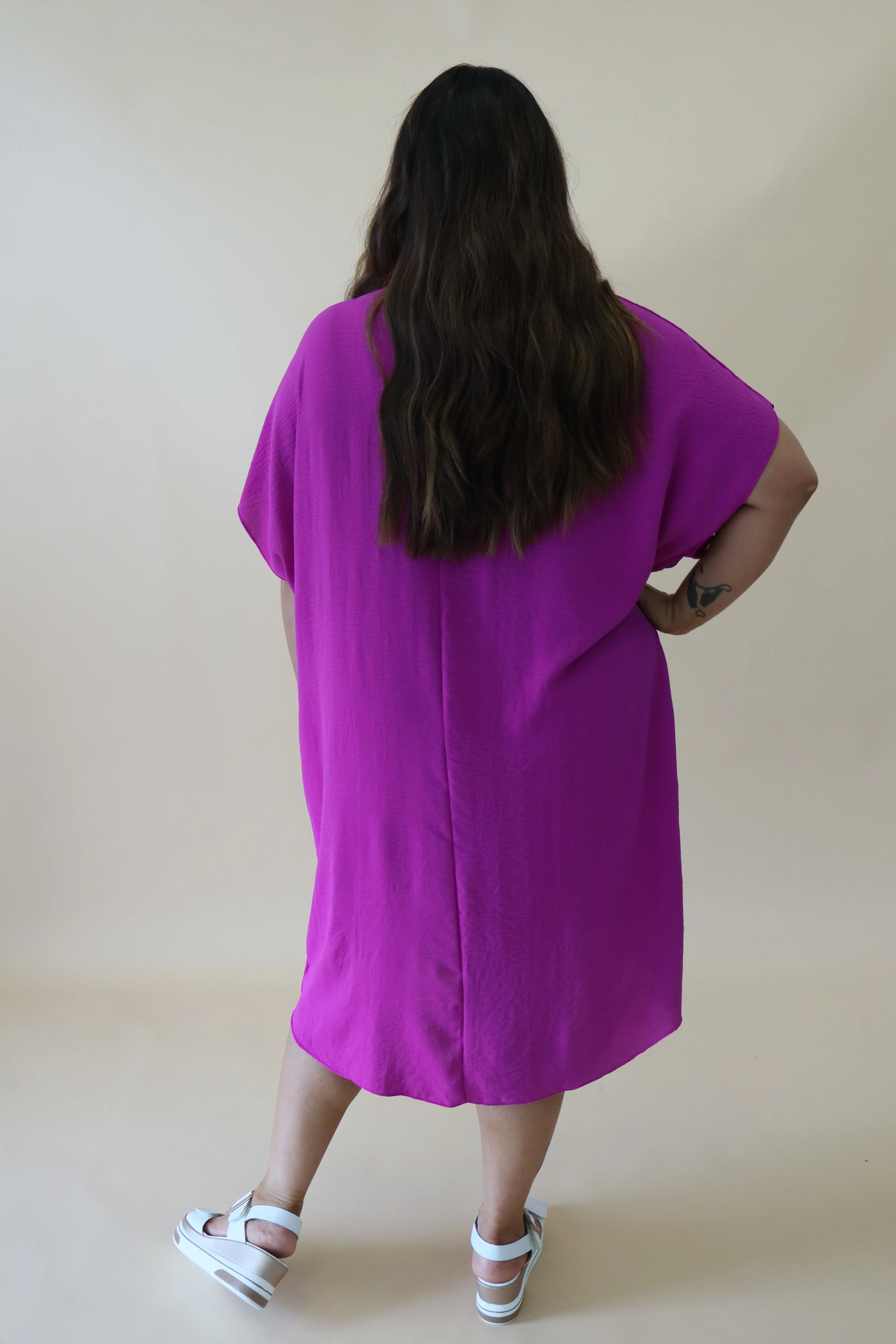 Sadhbh Pleated Oversized Tunic in Magenta