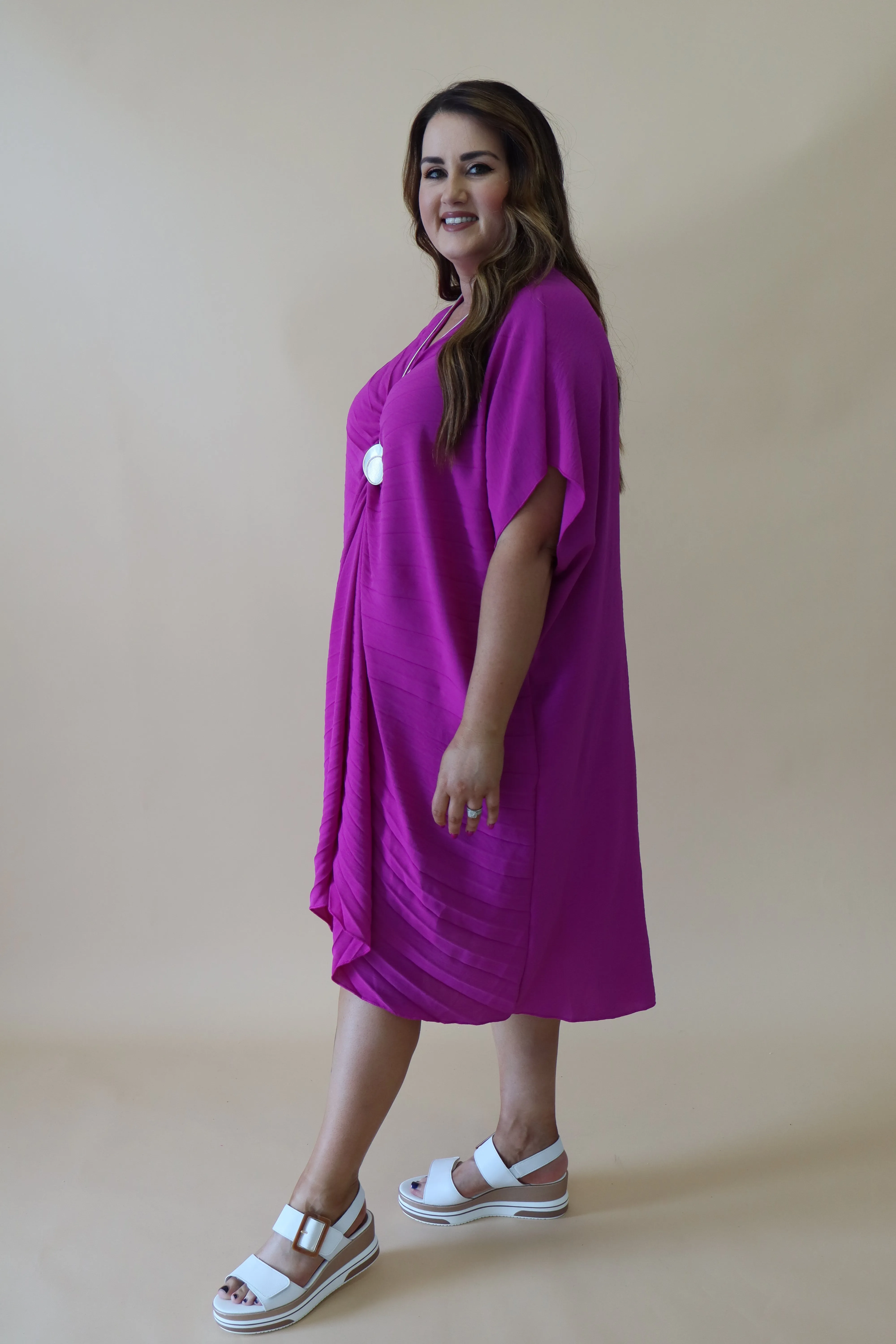 Sadhbh Pleated Oversized Tunic in Magenta