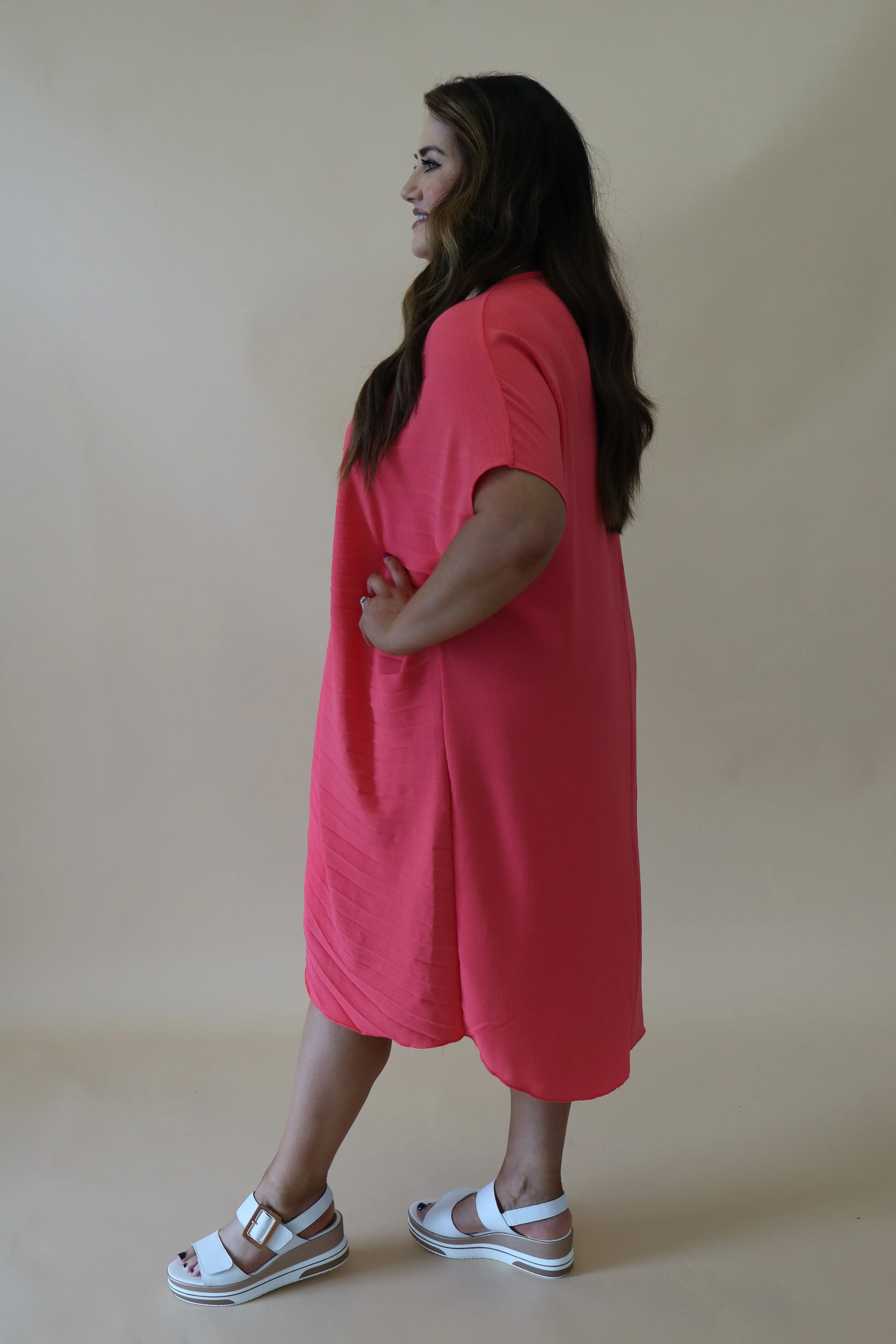 Sadhbh Pleated Oversized Tunic in Salmon