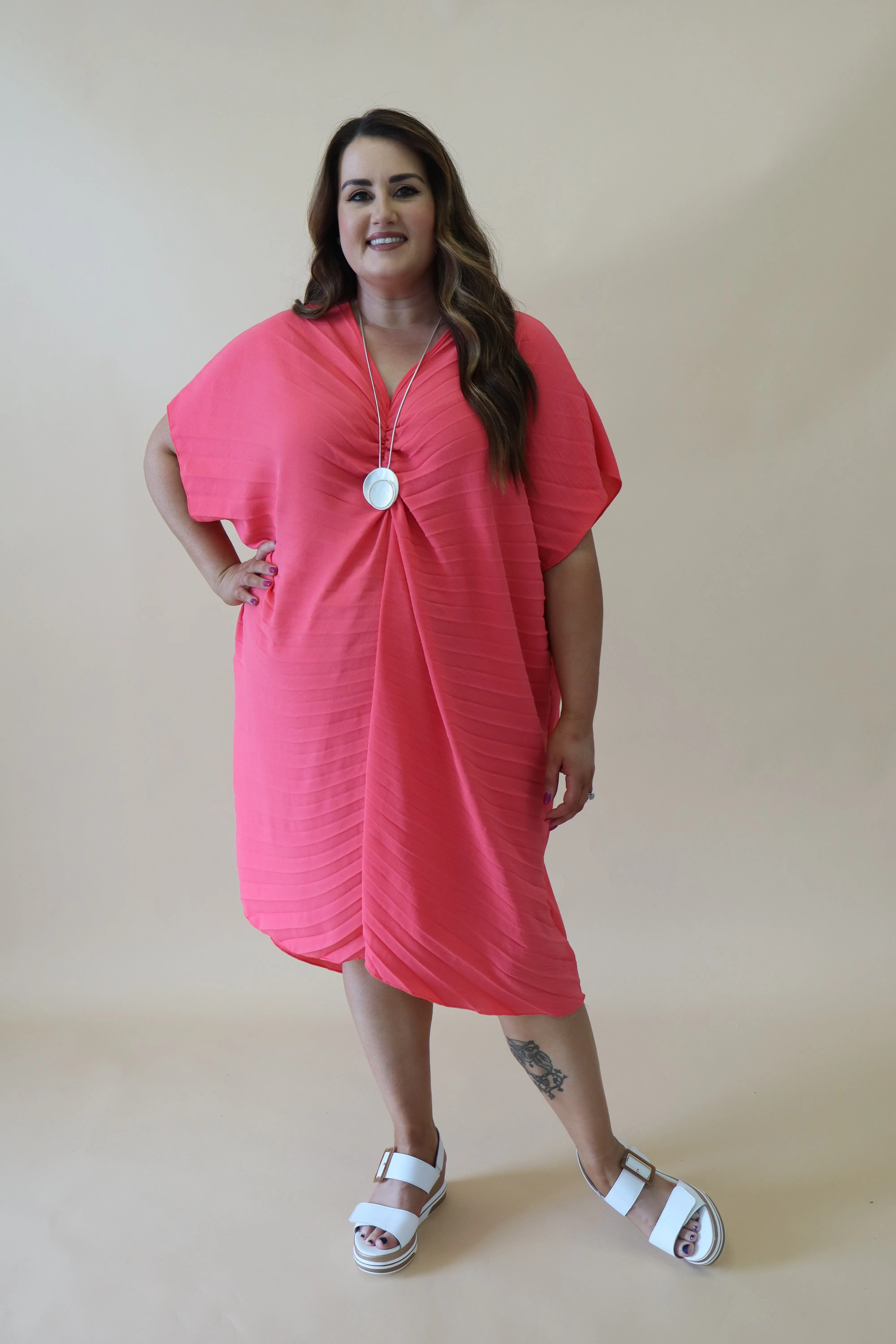 Sadhbh Pleated Oversized Tunic in Salmon